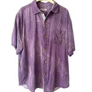 Tommy Bahama Men's Hawaiian Camp Short Sleeve Shirt Purple Large 100% Silk